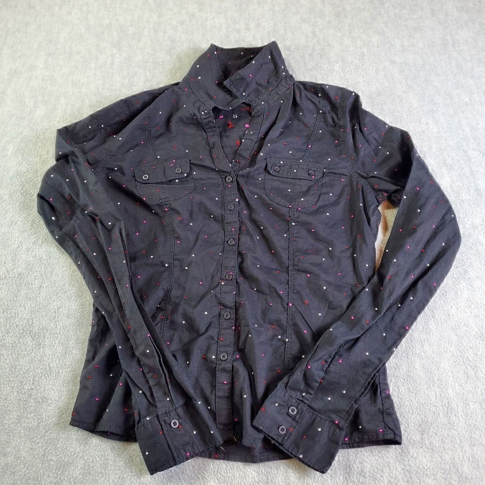 Lilu Shirt Womens Medium Black Long Sleeve Button Up